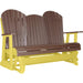 LuxCraft LuxCraft Chestnut Brown 5 ft. Recycled Plastic Adirondack Outdoor Glider With Cup Holder Chestnut Brown on Yellow Adirondack Glider 5APGCBRY-CH