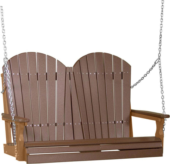 LuxCraft LuxCraft Chestnut Brown Adirondack 4ft. Recycled Plastic Porch Swing Chestnut Brown on Cedar / Adirondack Porch Swing Porch Swing 4APSCBRC