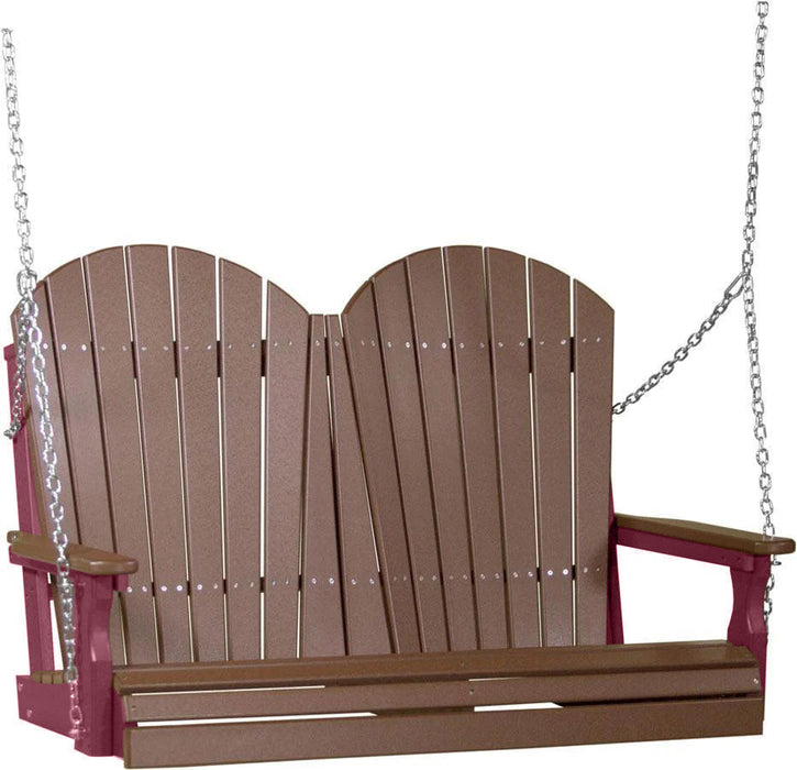 LuxCraft LuxCraft Chestnut Brown Adirondack 4ft. Recycled Plastic Porch Swing Chestnut Brown on Cherrywood / Adirondack Porch Swing Porch Swing 4APSCBRCW