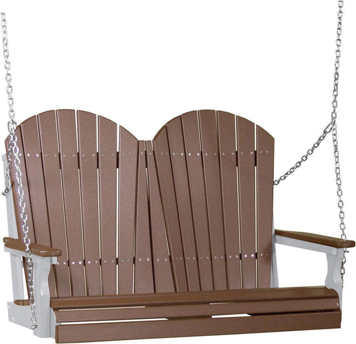 LuxCraft LuxCraft Chestnut Brown Adirondack 4ft. Recycled Plastic Porch Swing Chestnut Brown on White / Adirondack Porch Swing Porch Swing 4APSCBRWH