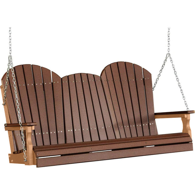 LuxCraft LuxCraft Chestnut Brown Adirondack 5ft. Recycled Plastic Porch Swing Chestnut Brown on Cedar / Adirondack Porch Swing Porch Swing