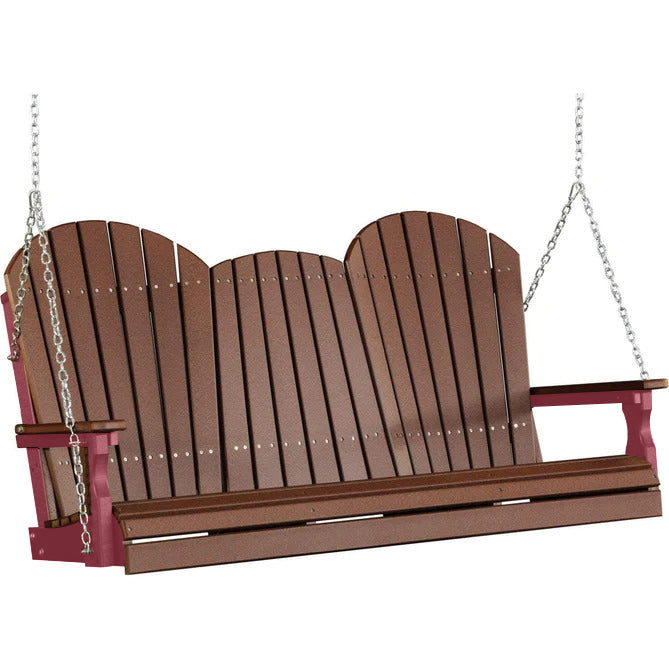 LuxCraft LuxCraft Chestnut Brown Adirondack 5ft. Recycled Plastic Porch Swing Chestnut Brown on Cherrywood / Adirondack Porch Swing Porch Swing