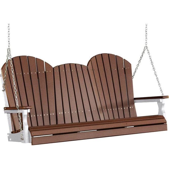 LuxCraft LuxCraft Chestnut Brown Adirondack 5ft. Recycled Plastic Porch Swing Porch Swing