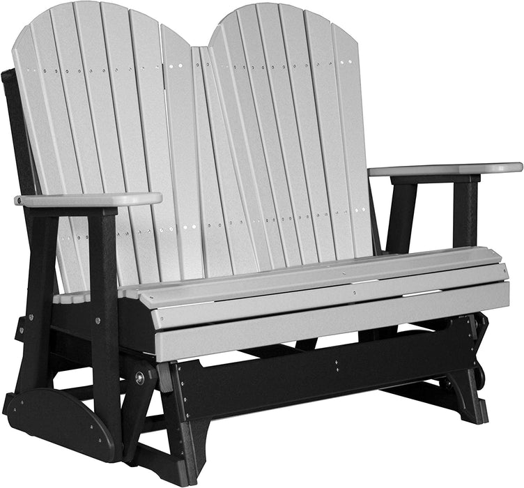LuxCraft LuxCraft Dove Gray 4 ft. Recycled Plastic Adirondack Outdoor Glider Dove Gray on Black Adirondack Glider 4APGDGB