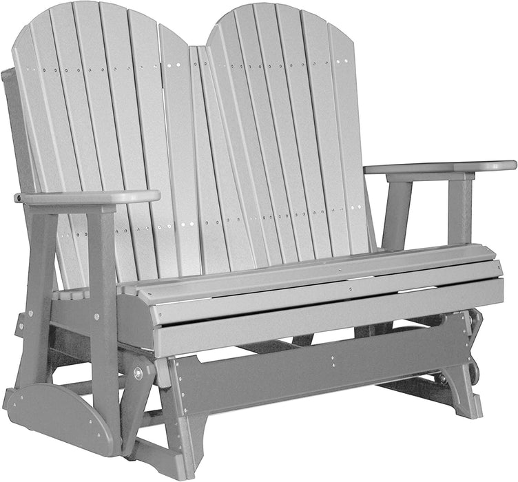 LuxCraft LuxCraft Dove Gray 4 ft. Recycled Plastic Adirondack Outdoor Glider Dove Gray on Gray Adirondack Glider 4APGDGGR