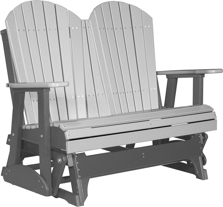 LuxCraft LuxCraft Dove Gray 4 ft. Recycled Plastic Adirondack Outdoor Glider Dove Gray on Slate Adirondack Glider 4APGDGS
