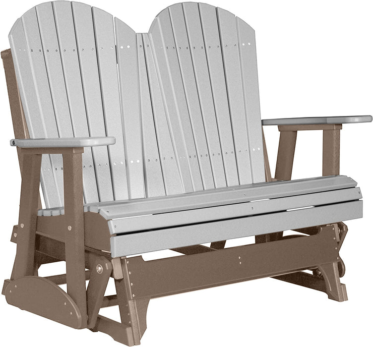 LuxCraft LuxCraft Dove Gray 4 ft. Recycled Plastic Adirondack Outdoor Glider Dove Gray on Weatherwood Adirondack Glider 4APGDGWW