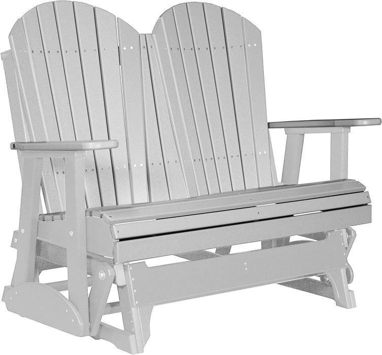 LuxCraft LuxCraft Dove Gray 4 ft. Recycled Plastic Adirondack Outdoor Glider With Cup Holder Dove Gray Adirondack Glider 4APGDG-CH