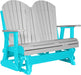 LuxCraft LuxCraft Dove Gray 4 ft. Recycled Plastic Adirondack Outdoor Glider With Cup Holder Dove Gray on Aruba Blue Adirondack Glider 4APGDGAB-CH