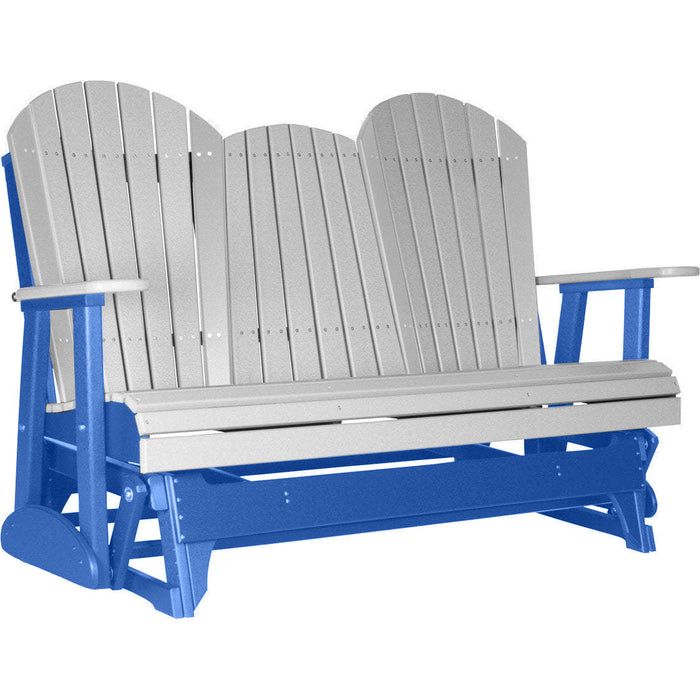 LuxCraft LuxCraft Dove Gray 5 ft. Recycled Plastic Adirondack Outdoor Glider Dove Gray on Blue Adirondack Glider 5APGDGBL