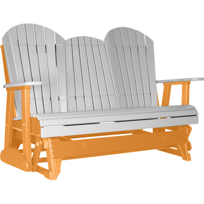LuxCraft LuxCraft Dove Gray 5 ft. Recycled Plastic Adirondack Outdoor Glider Dove Gray on Tangerine Adirondack Glider 5APGDGT