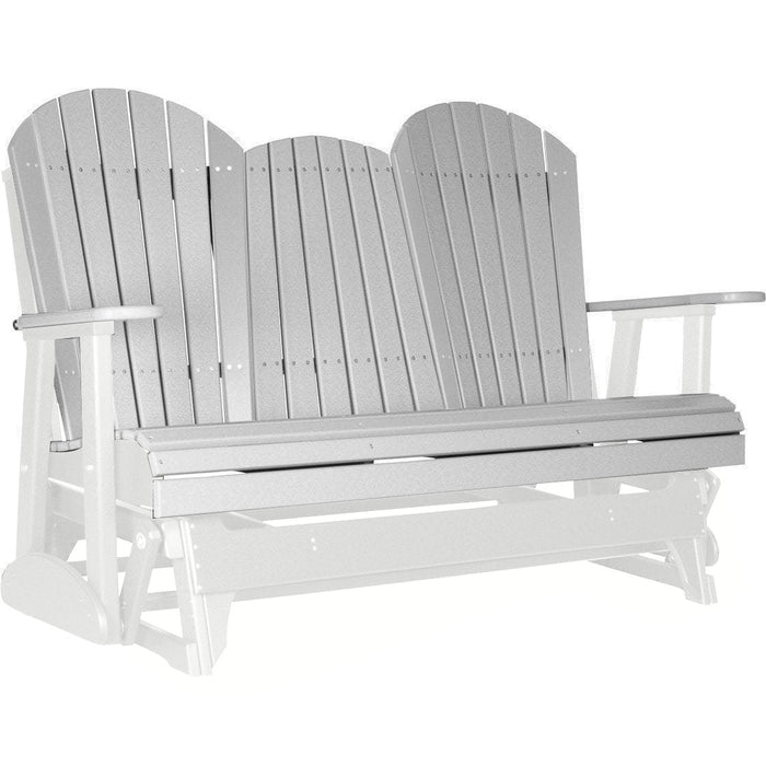 LuxCraft LuxCraft Dove Gray 5 ft. Recycled Plastic Adirondack Outdoor Glider Dove Gray on White Adirondack Glider 5APGDGWH