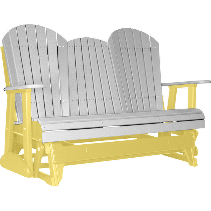 LuxCraft LuxCraft Dove Gray 5 ft. Recycled Plastic Adirondack Outdoor Glider Dove Gray on Yellow Adirondack Glider 5APGDGY