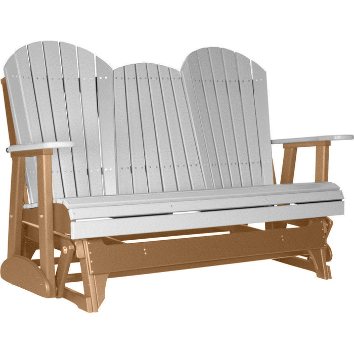 LuxCraft LuxCraft Dove Gray 5 ft. Recycled Plastic Adirondack Outdoor Glider With Cup Holder Dove Gray on Cedar Adirondack Glider 5APGDGC-CH