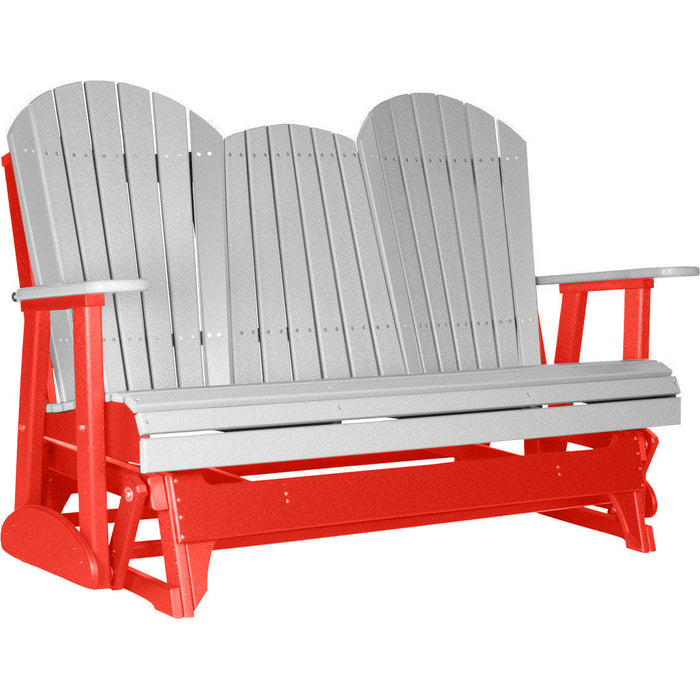LuxCraft LuxCraft Dove Gray 5 ft. Recycled Plastic Adirondack Outdoor Glider With Cup Holder Dove Gray on Red Adirondack Glider 5APGDGR-CH