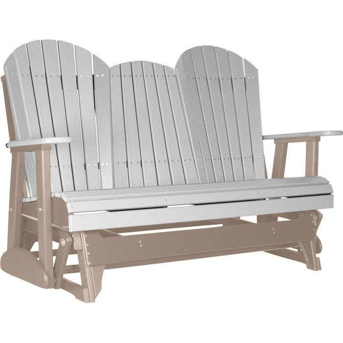 LuxCraft LuxCraft Dove Gray 5 ft. Recycled Plastic Adirondack Outdoor Glider With Cup Holder Dove Gray on Weatherwood Adirondack Glider 5APGDGWW-CH