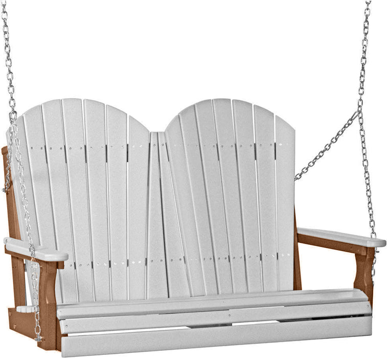 LuxCraft LuxCraft Dove Gray Adirondack 4ft. Recycled Plastic Porch Swing Dove Gray on Antique Mahogany / Adirondack Porch Swing Porch Swing 4APSDGAM