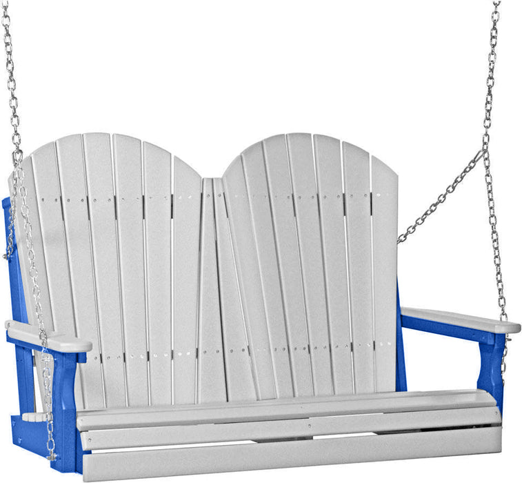LuxCraft LuxCraft Dove Gray Adirondack 4ft. Recycled Plastic Porch Swing Dove Gray on Blue / Adirondack Porch Swing Porch Swing 4APSDGBL