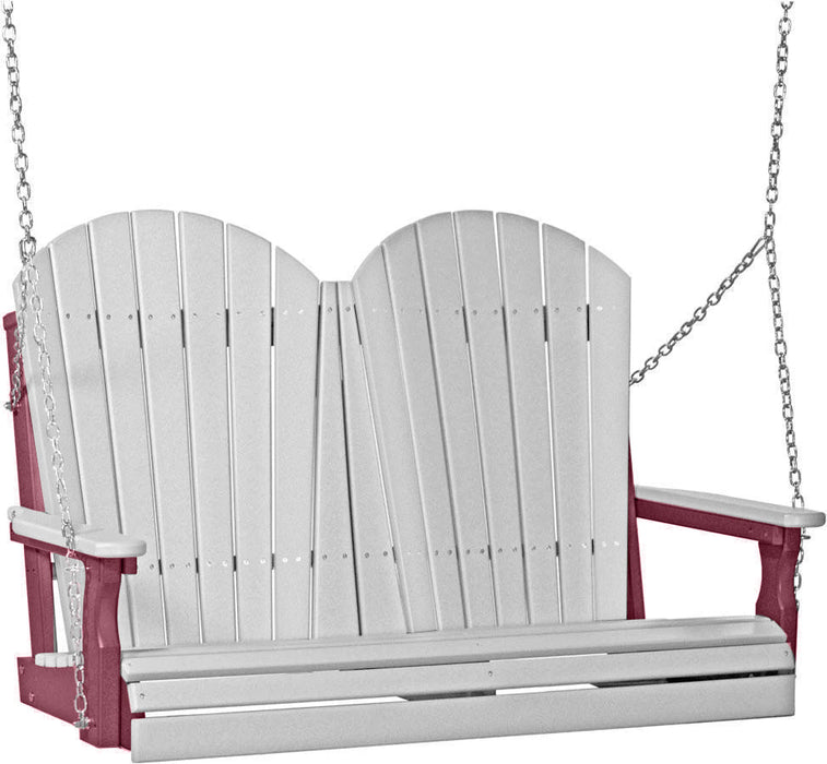LuxCraft LuxCraft Dove Gray Adirondack 4ft. Recycled Plastic Porch Swing Dove Gray on Cherrywood / Adirondack Porch Swing Porch Swing 4APSDGCW