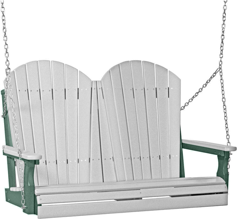 LuxCraft LuxCraft Dove Gray Adirondack 4ft. Recycled Plastic Porch Swing Dove Gray on Green / Adirondack Porch Swing Porch Swing 4APSDGG
