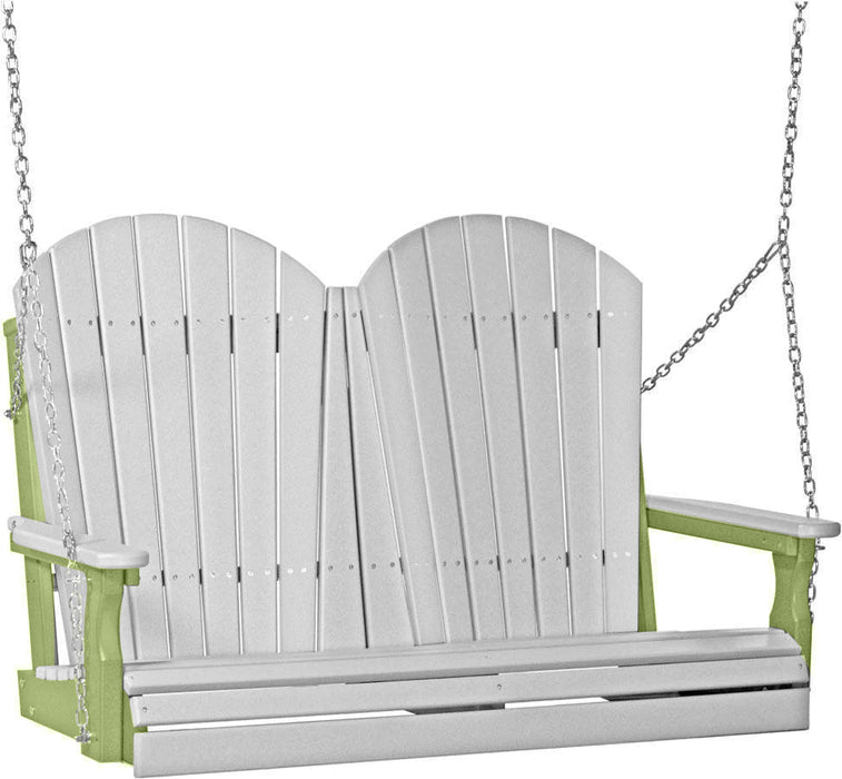 LuxCraft LuxCraft Dove Gray Adirondack 4ft. Recycled Plastic Porch Swing Dove Gray on Lime Green / Adirondack Porch Swing Porch Swing 4APSDGLG