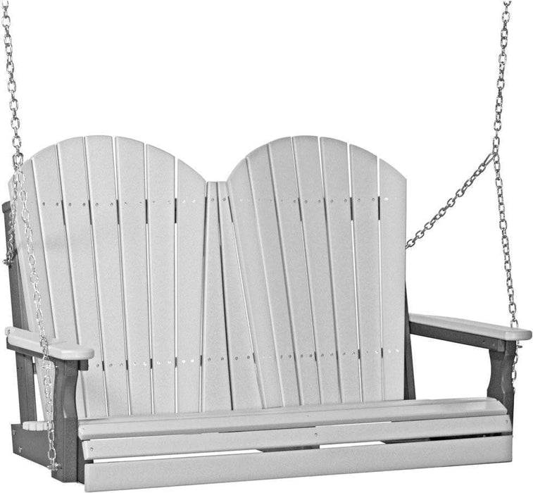 LuxCraft LuxCraft Dove Gray Adirondack 4ft. Recycled Plastic Porch Swing Dove Gray on Slate / Adirondack Porch Swing Porch Swing 4APSDGS
