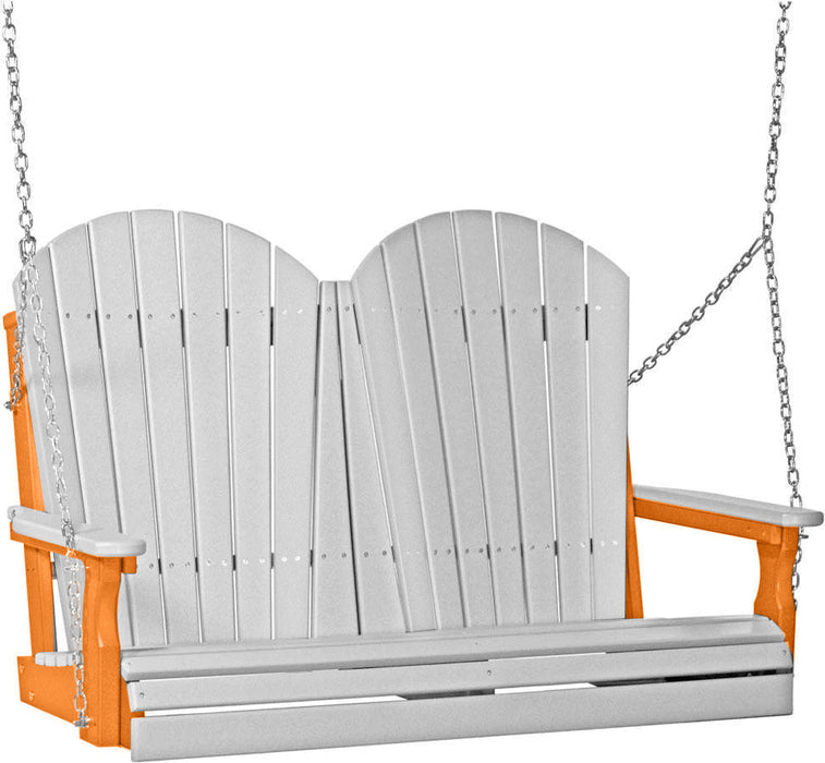 LuxCraft LuxCraft Dove Gray Adirondack 4ft. Recycled Plastic Porch Swing Dove Gray on Tangerine / Adirondack Porch Swing Porch Swing 4APSDGT