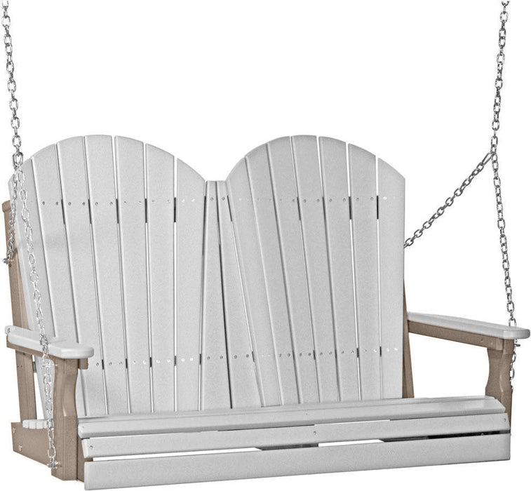 LuxCraft LuxCraft Dove Gray Adirondack 4ft. Recycled Plastic Porch Swing Dove Gray on Weatherwood / Adirondack Porch Swing Porch Swing 4APSDGWW