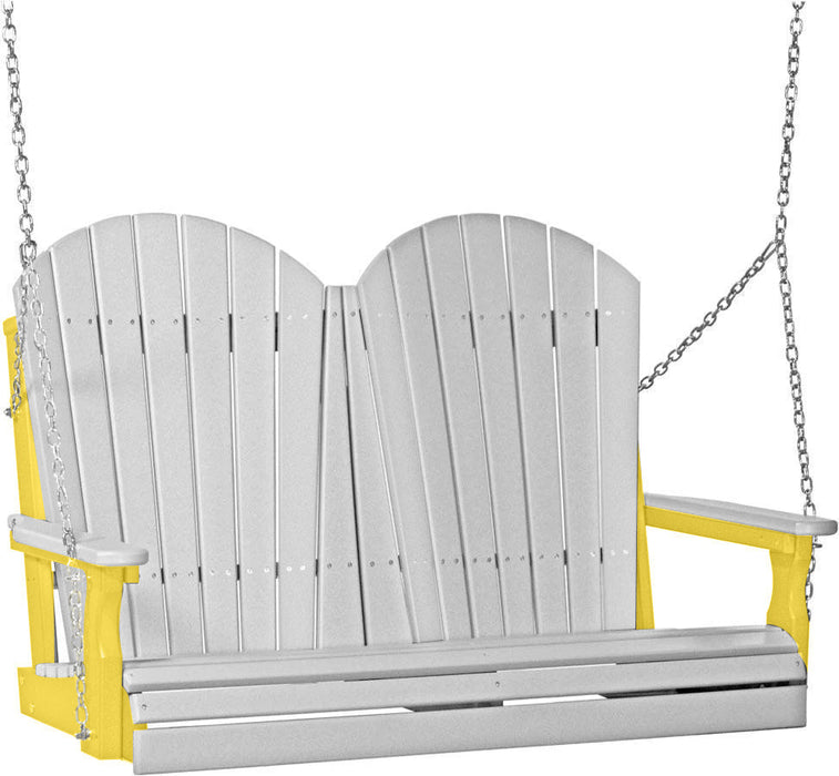 LuxCraft LuxCraft Dove Gray Adirondack 4ft. Recycled Plastic Porch Swing Dove Gray on Yellow / Adirondack Porch Swing Porch Swing 4APSDGY