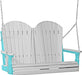 LuxCraft LuxCraft Dove Gray Adirondack 4ft. Recycled Plastic Porch Swing With Cup Holder Dove Gray on Aruba Blue / Adirondack Porch Swing Porch Swing 4APSDGAB-CH