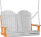 LuxCraft LuxCraft Dove Gray Adirondack 4ft. Recycled Plastic Porch Swing With Cup Holder Dove Gray on Tangerine / Adirondack Porch Swing Porch Swing 4APSDGT-CH