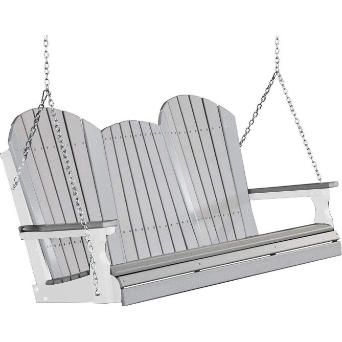 LuxCraft LuxCraft Dove Gray Adirondack 5ft. Recycled Plastic Porch Swing Porch Swing
