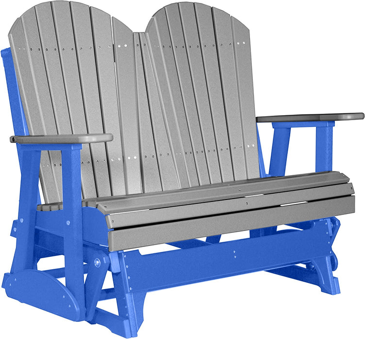 LuxCraft LuxCraft Gray 4 ft. Recycled Plastic Adirondack Outdoor Glider Gray on Blue Adirondack Glider 4APGGBL