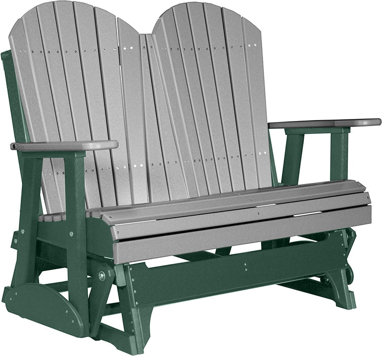 LuxCraft LuxCraft Gray 4 ft. Recycled Plastic Adirondack Outdoor Glider Gray on Green Adirondack Glider 4APGGG