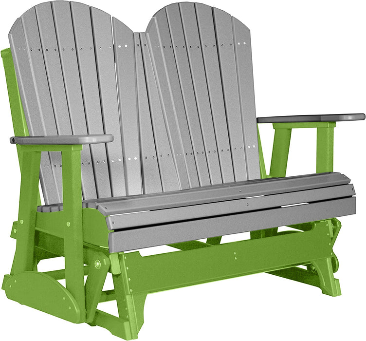LuxCraft LuxCraft Gray 4 ft. Recycled Plastic Adirondack Outdoor Glider Gray on Lime Green Adirondack Glider 4APGGLG