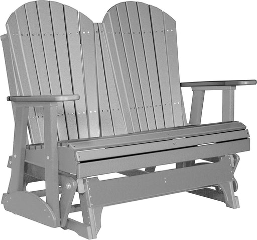 LuxCraft LuxCraft Gray 4 ft. Recycled Plastic Adirondack Outdoor Glider With Cup Holder Gray Adirondack Glider 4APGG-CH