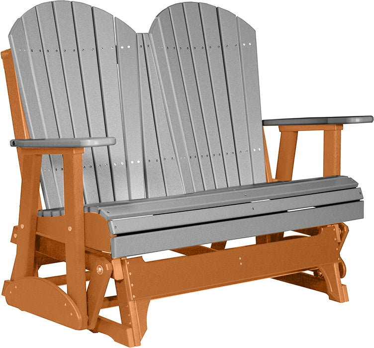 LuxCraft LuxCraft Gray 4 ft. Recycled Plastic Adirondack Outdoor Glider With Cup Holder Gray on Tangerine Adirondack Glider 4APGGT-CH