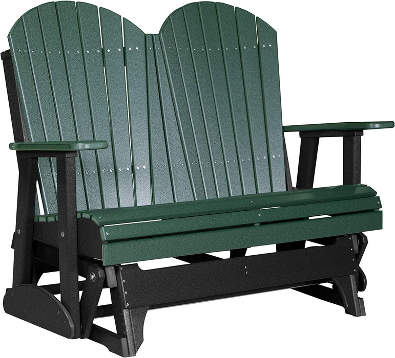 LuxCraft LuxCraft Green 4 ft. Recycled Plastic Adirondack Outdoor Glider Green on Black Adirondack Glider 4APGGB