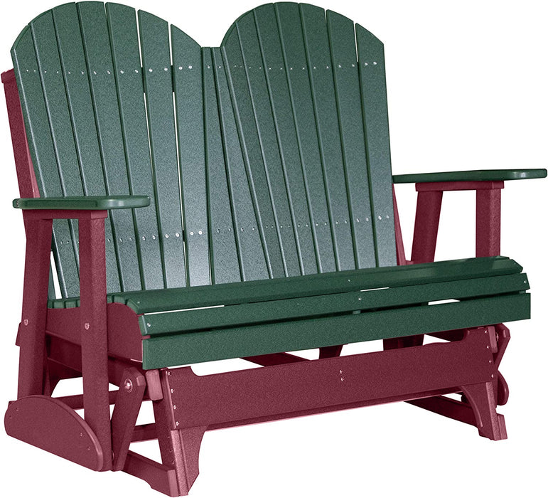 LuxCraft LuxCraft Green 4 ft. Recycled Plastic Adirondack Outdoor Glider Green on Cherrywood Adirondack Glider 4APGGCW