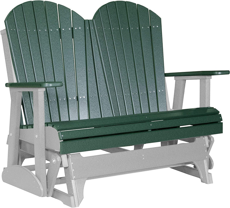 LuxCraft LuxCraft Green 4 ft. Recycled Plastic Adirondack Outdoor Glider Green on Dove Gray Adirondack Glider 4APGGDG