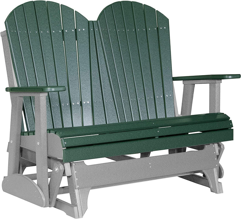LuxCraft LuxCraft Green 4 ft. Recycled Plastic Adirondack Outdoor Glider Green on Gray Adirondack Glider 4APGGGR