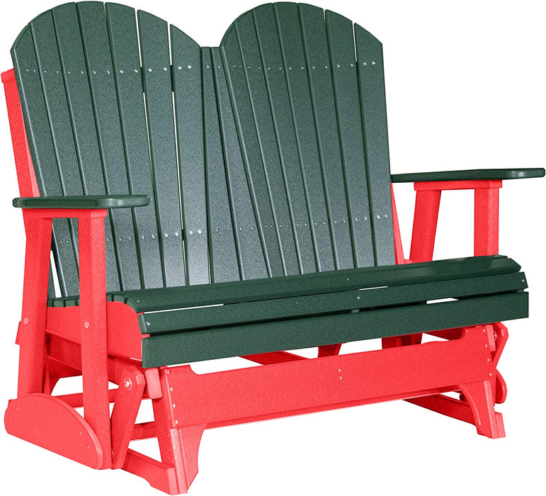 LuxCraft LuxCraft Green 4 ft. Recycled Plastic Adirondack Outdoor Glider Green on Red Adirondack Glider 4APGGR