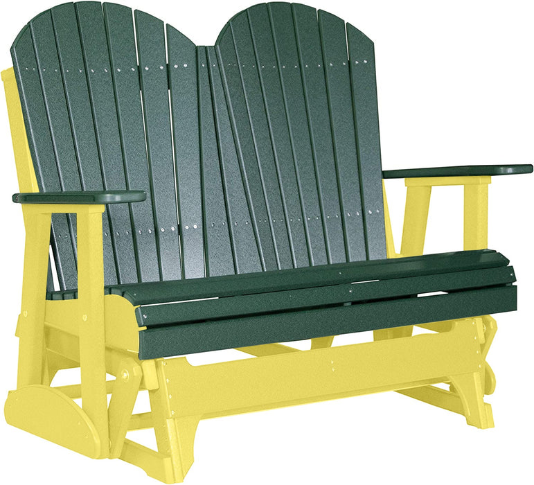 LuxCraft LuxCraft Green 4 ft. Recycled Plastic Adirondack Outdoor Glider Green on Yellow Adirondack Glider 4APGGY