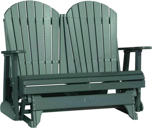 LuxCraft LuxCraft Green 4 ft. Recycled Plastic Adirondack Outdoor Glider With Cup Holder Green Adirondack Glider 4APGG-CH