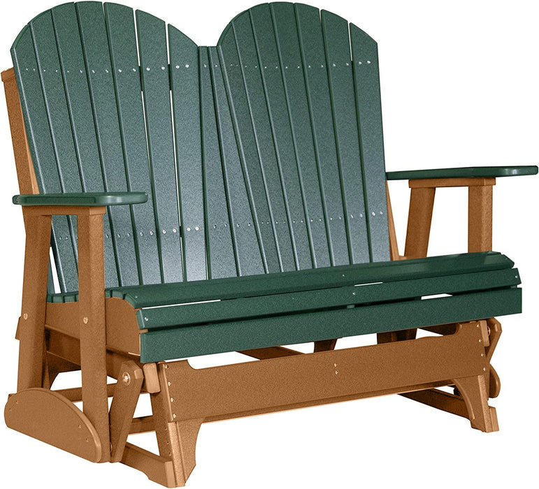 LuxCraft LuxCraft Green 4 ft. Recycled Plastic Adirondack Outdoor Glider With Cup Holder Green on Cedar Adirondack Glider 4APGGC-CH