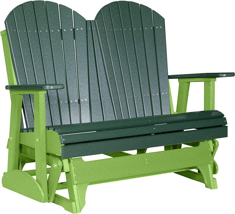 LuxCraft LuxCraft Green 4 ft. Recycled Plastic Adirondack Outdoor Glider With Cup Holder Green on Lime Green Adirondack Glider 4APGGG-CH