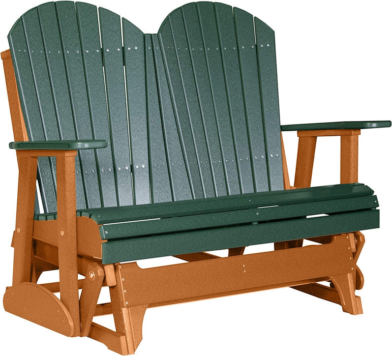 LuxCraft LuxCraft Green 4 ft. Recycled Plastic Adirondack Outdoor Glider With Cup Holder Green on Tangerine Adirondack Glider 4APGGT-CH