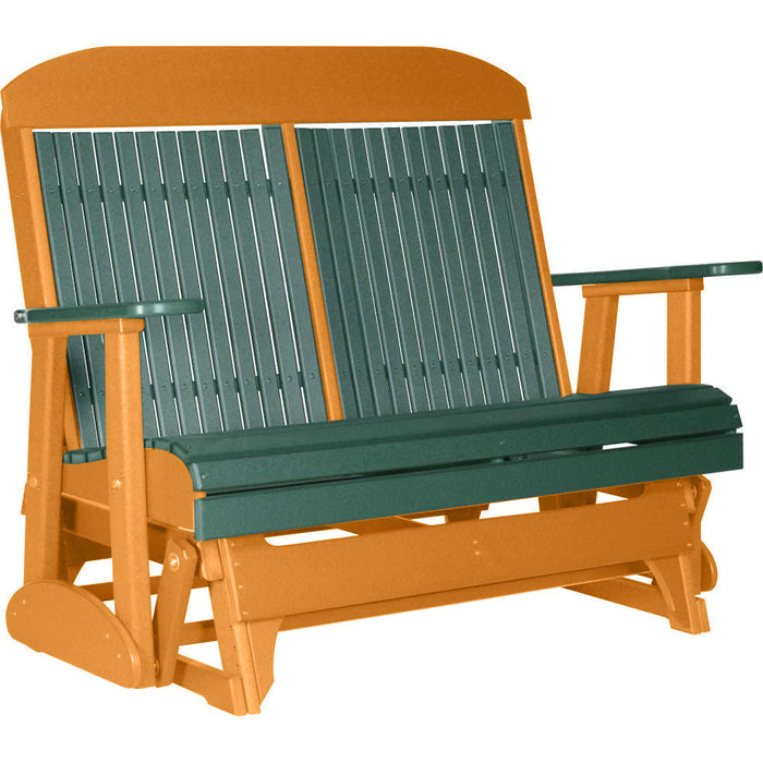 LuxCraft LuxCraft Green 4 ft. Recycled Plastic Highback Outdoor Glider Bench Green on Tangerine Highback Glider 4CPGGT