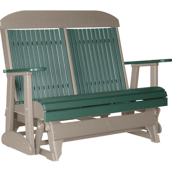 LuxCraft LuxCraft Green 4 ft. Recycled Plastic Highback Outdoor Glider Bench Green on Weatherwood Highback Glider 4CPGGWW