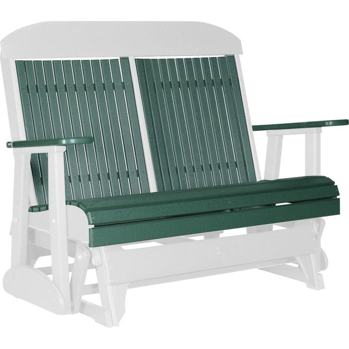 LuxCraft LuxCraft Green 4 ft. Recycled Plastic Highback Outdoor Glider Bench Green on White Highback Glider 4CPGGWH